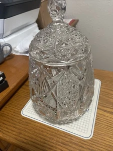 Fostoria Brazillian Biscuit Cracker Jar & Lid  #600 Pressed Glass Euc 18.00 Ship - Picture 1 of 8