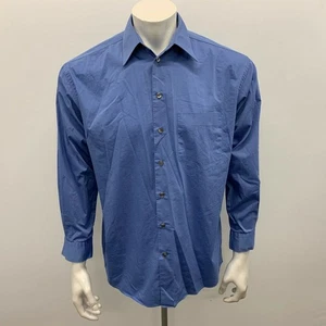 Kenneth Cole Unlisted Dress Shirt Men's 15 1/2 34-35 Blue Cotton poly long sleev - Picture 1 of 5