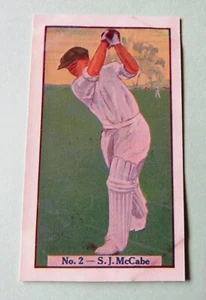 1938 Boys' "CAPTAIN" Ties and Braces Cricket Card: STAN McCABE #2 - Picture 1 of 2