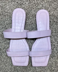Bamboo women lavender two strap open toe flat sandal size 7.5 - Picture 1 of 8