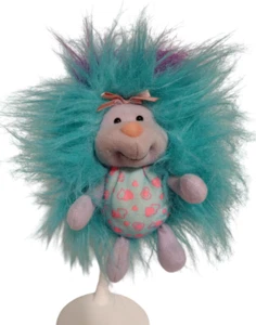 Peluche Tyco Lil Fursons 1995 morbido giocattolo tasche fuzzy puffball peloso 6" verde acqua - Foto 1 di 12