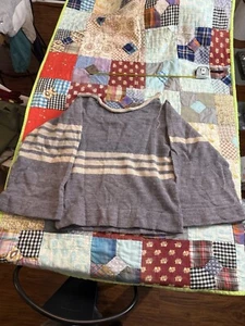 True Vintage Flat Sweater Extremely Wide Arms Wool Thrashed Grey Unisex 50s60s70 - Picture 1 of 16