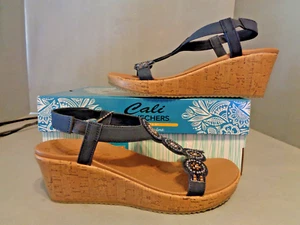 Skechers Women's Beverlee Date Glam Navy Sandals New! NIB! Sizes! Summer!!!!!!! - Picture 1 of 4