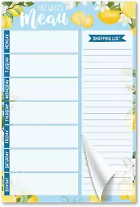 Lemons 6"X9" Weekly Meal Planner Magnetic Notepad for Fridge with 50 Tear-Off 80 - Picture 1 of 12
