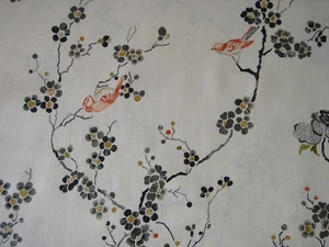SANDERSON CURTAIN FABRIC DESIGN Maia 3.8 METRES CHAROCAL/CREAM 100% LINEN - Picture 1 of 9