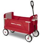 Radio Flyer 3-in-1 EZ Fold Wagon, Padded Seat with Seat Belts, Red