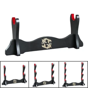 Black Samurai Sword Holder Stand Katana Tanto Rack Velvet Fish Pattern 1~4 Tier - Picture 1 of 9