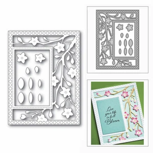 Troqueles de corte de metal con marco de flores álbum de recortes tarjeta de papel estampado plantilla artesanal  - Imagen 1 de 2