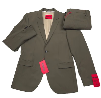 Hugo Boss Arti 232x Solid Green  Super Flex Performance Suit Mens Size 38R X 30 - Image 1 of 4