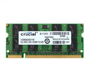 Crucial 2GB 2 GB DDR2 800Mhz PC2-6400S 200pin SO-DIMM Laptop RAM Memory PC6400#` - Picture 1 of 9