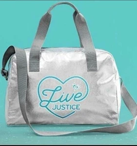 Original Justice Silver Logo Duffle Bag For Sports Cheer Dance Gymnastics New - Picture 1 of 3