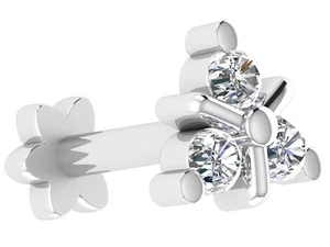0.04Cts Natural Diamond Nose pin / 925 Sterling Silver Women Pierced Nose Stud - Picture 1 of 5