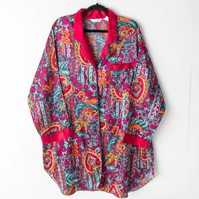 Romantic Moods Mujer Vintage Mujer 2XL Satén Camisa de Noche Chaqueta Foto 1 de 4