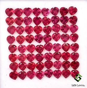 Lote de 65 gemas sueltas calibradas calibradas 10,24 CTS en forma de corazón rubí natural - Imagen 1 de 5