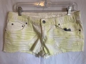 Carmar Denim Distressed Cutoff ausgefranster Saum Shorts gelb citrin weiß Größe 29 - Bild 1 von 4