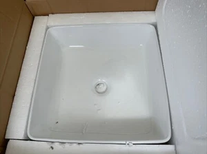 White Square Countertop Basin Ceramic 360mm x 360mm x 130mm New Boxed - Picture 1 of 5