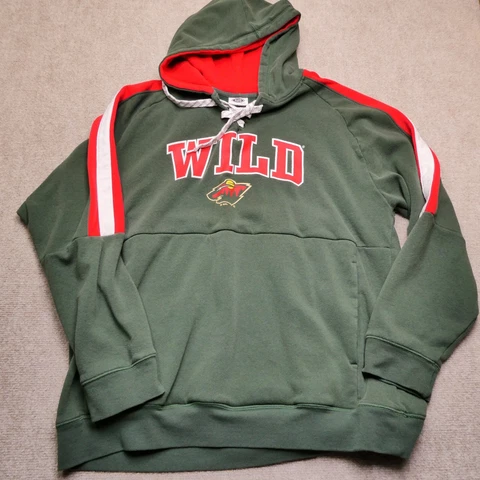 Minnesota Wild Sweater Size XL Hooded Sweatshirt Laced Neck Graphic Print Mens Cover