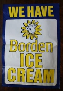 1970-80s Era Elsie the Cow We Have Borden's Ice Cream poster Colorful & RARE --- - Picture 1 of 1