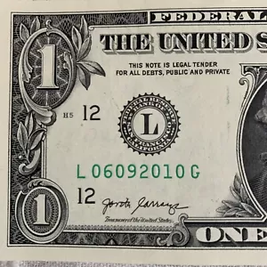 Fancy Serial Number Birthday Note June 9, 2010 $1 Bill 06092010 Quad 0s 2017 A - Picture 1 of 8