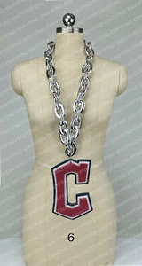 New MLB CLEVELAND GUARDIANS BACKS Jumbo Big SILVER Fan Chain Necklace Foam - Picture 1 of 3