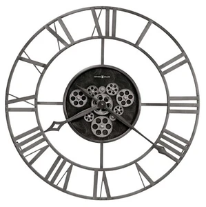 Howard Miller Laken Metal Wall Clock 625784 Aged Silver Moving Gears Timepiece - Picture 1 of 2