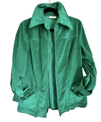 Chaqueta chamarra para mujer Austin Hill verde pana cuello daga metal cremallera años 70 Foto 1 de 4