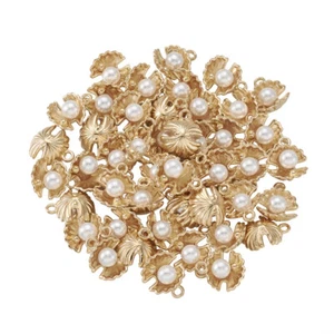100 Stck. Perle Perlen Legierung Schale Charms Anhänger für Ohrringherstellung golden 12x15mm - Bild 1 von 10