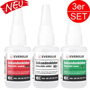 3 x 20g Sekundenkleber Industrie Modellbau Superkleber Dünnflüssig Mittel + Dick - Bild 1 von 8