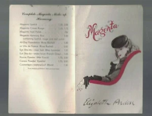 Folleto de maquillaje de belleza magenta de Elizabeth Arden década de 1940 - Imagen 1 de 2