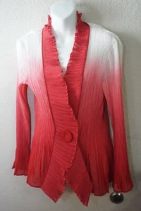 JERRY T DAMEN KLEIN FLIESSEND PLISSEE FUCHSIA ROSA TUNIKA TOP CARDIGAN ROSA   - Bild 1 von 3