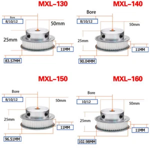 Polea de correa de distribución MXL 130-160 orificio dental 8-12 mm impresora 3D rueda síncrona - Imagen 1 de 8