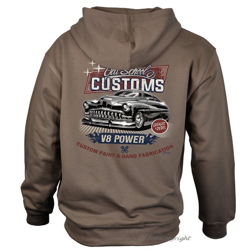 SACAI Giacca auto USA felpa con cappuccio auto d'epoca Hot Rod Lowrider anni 50 personalizzata *1014 marrone