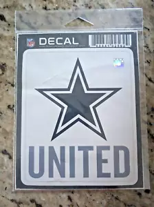 UNITED DALLAS Cowboys 4"X5" decalcomania vinile rimovibile per esterni - Foto 1 di 1