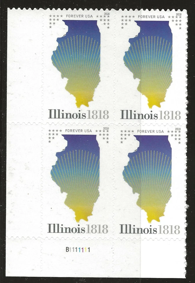 US Scott #5274, Plate Block #B11111 2018 Illinois VF MNH Lower Left - Image 1 of 1
