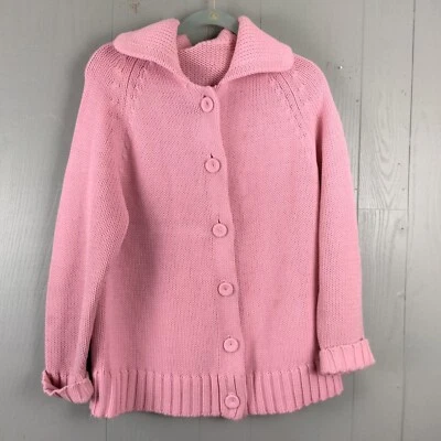 Cárdigan Suéter Vintage Años 80 Para Mujer L Rosa Barbie Brillante Preppy Abuela Tejido Foto 1 de 4