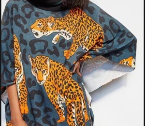 Conditions Apply Anthropologie Leopard Cheetah Print Poncho Sweater XS/S Rare - Picture 1 of 6