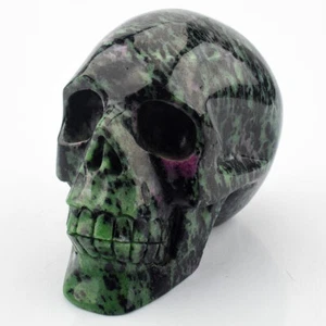 4.5'' Natual Hand Carved Ruby Zoisite Skull Realistic Crystal Healing,1316g - Picture 1 of 9