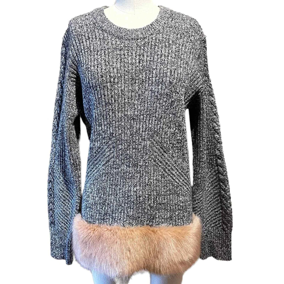 Nuevo con etiquetas Suéter Gris Ceremonia de Apertura Rosa Imitación Piel Ribete Grande Foto 1 de 4