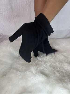 Botines negros punta abierta para mujer Charlotte Russe talla 8W tela Foto 1 de 4