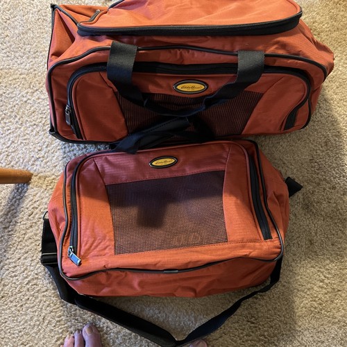 Eddie Bauer Rolling Duffle Bag w/telescopic Handle Orange Overnight Bag
