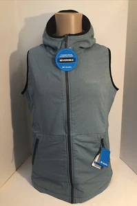 Columbia Womens Medium Reversible Blue And Grey Hooded Full Zip Vest - Picture 1 of 12