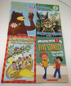 Level 2 Reading Books Lot Of 4 Lego Chima Magic School Bus Flat Stanley Wake Me - Imagen 1 de 1