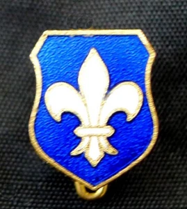 SCOUT BADGE. GILDED BRASS & ENAMEL. OVERSEAS, FRENCH TYPE BROOCH PIN FITTING. - Picture 1 of 3