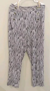 Robert Louis Women's Black Stripe Geometric Design Slinky Work Career Pants 2X - Picture 1 of 13