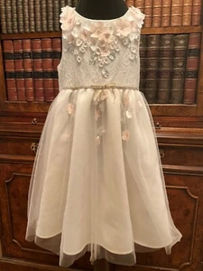 Monsoon Ivory Voile, Lace & Sparkle Fabric Flower Party or Bridesmaid Dress - 6Y - Picture 1 of 4