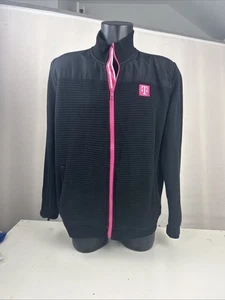 T-Mobile Jacke Baumwollpullover schwarz rosa Reißverschluss gerippt Mitarbeiter Medium - Bild 1 von 6