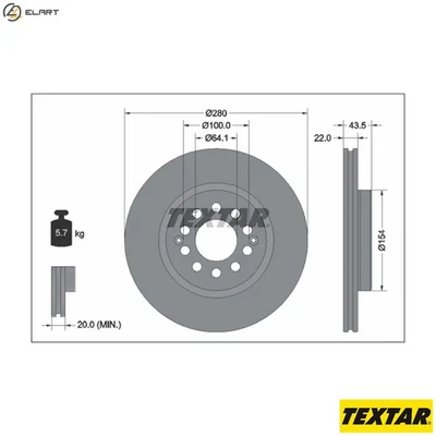 2x BRAKE DISC 92342603 FOR MG 10E4E 1.0L 3cyl MG ZS SUV15S4C 1.5L 4cyl MG ZS SUV - Image 1 of 4