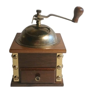 Vintage Wood Hand Crank Manual Coffee Grinder 1970's  Country Kitchen Decor - Picture 1 of 16
