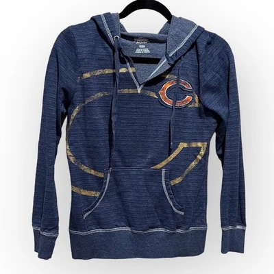 Majestic Damas Chicago Bears Fútbol Ajustado Pullover Sudadera Pequeña Azul Marino Naranja Foto 1 de 4