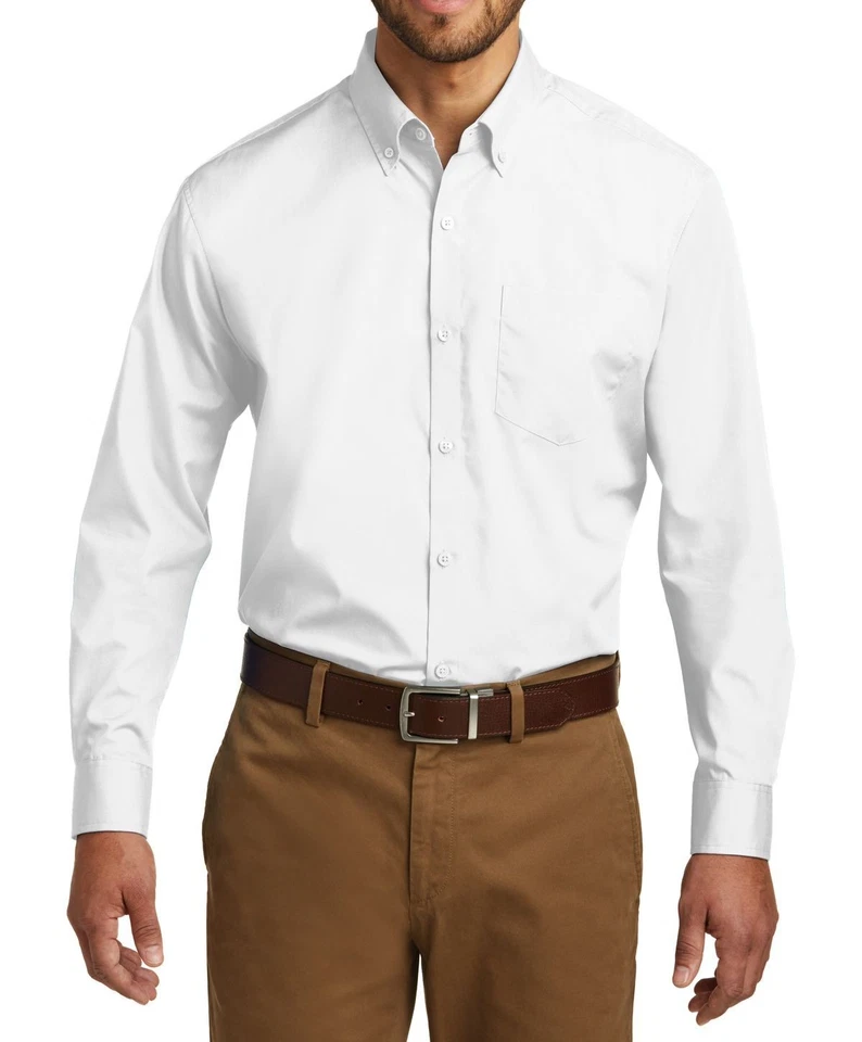 Camisa de vestir JustBlanks para hombre manga larga bolsillo sin preocupaciones popelina - JBW100 Foto 1 de 1